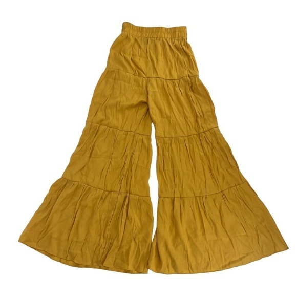 SHEIN Yellow Ruffle Hem Wide Leg Pants Size X-Small Women’s - Picture 3 of 5